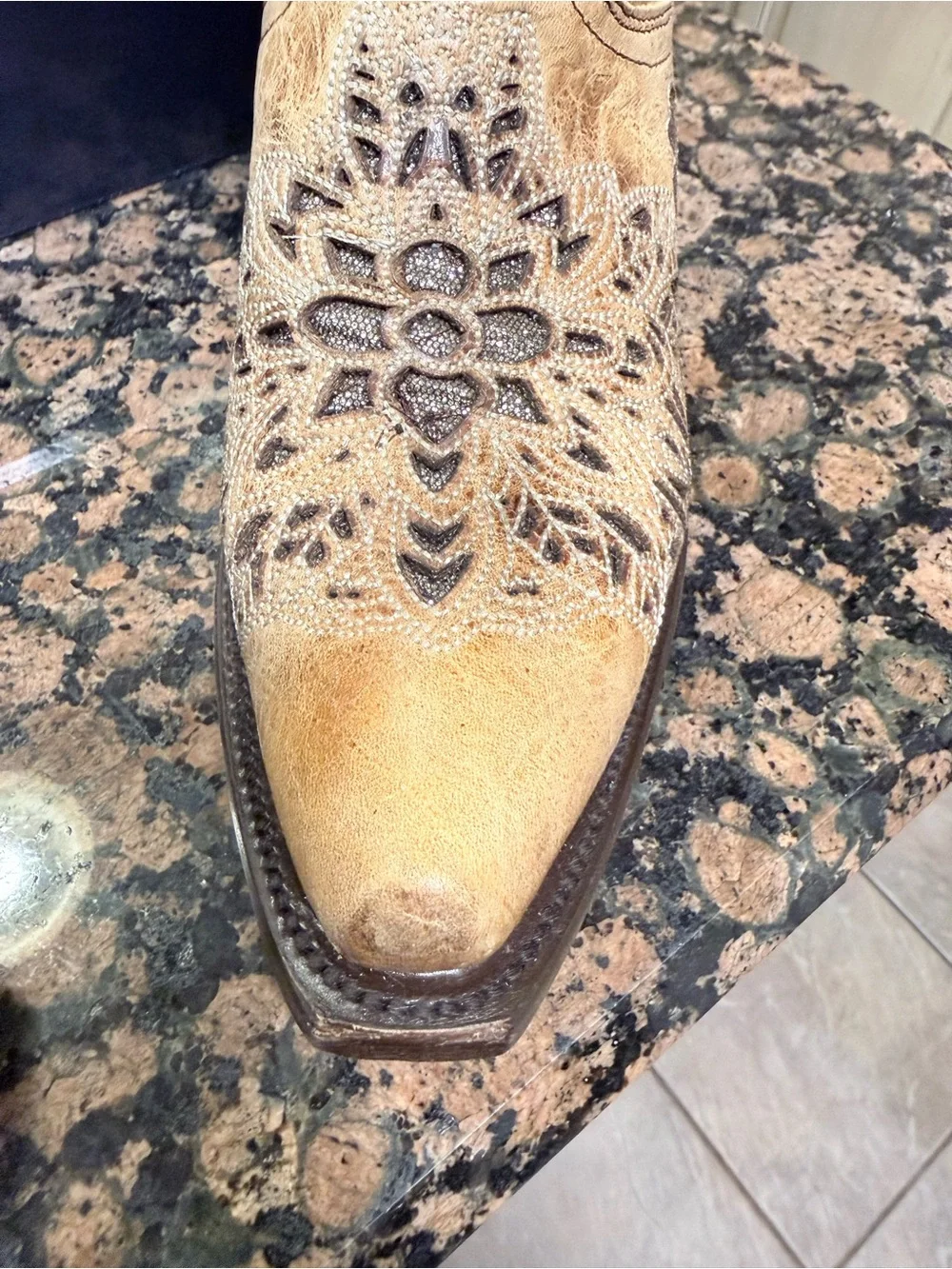 Rustic Tan Western Boots - (Brand)